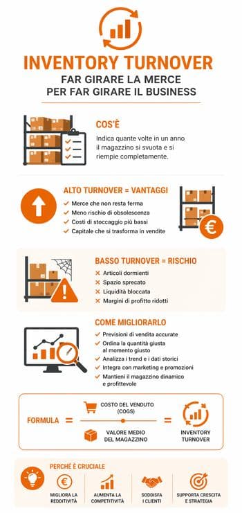 Infografica sull’Inventory Turnover e gestione magazzino