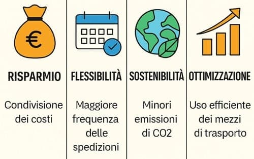 infografica vantaggi spedizioni groupages