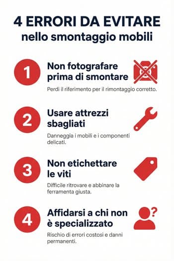 errori da evitare quando si smontano o montano i mobili